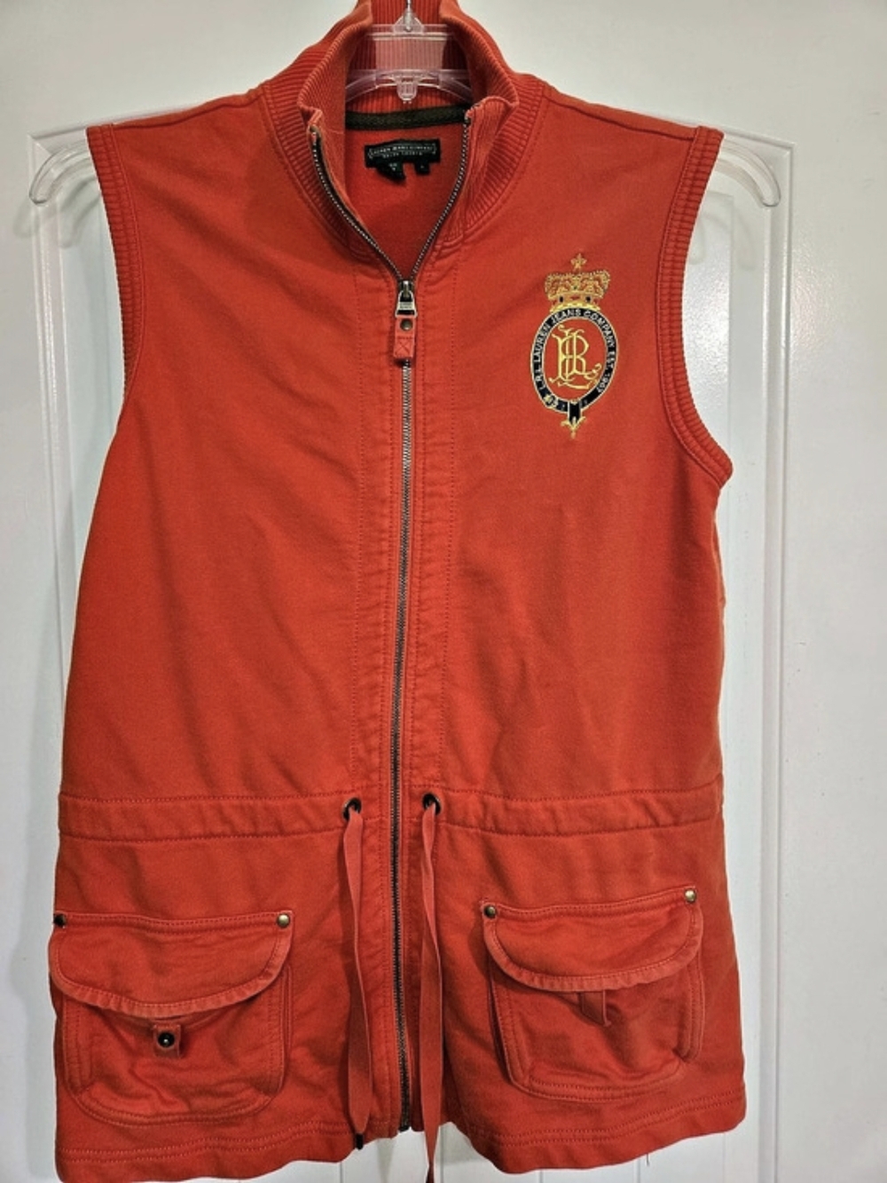 Lauren Jeans Company Orange Utility Vest Size Large Like New